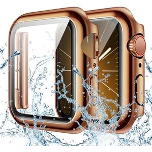 Goton Waterproof Screen Protector Case Compatible for Apple Watch Series 9/8/7 41mm, Hard Bumper with Tempered Glass for iWatch Cover 41 mm, Copper