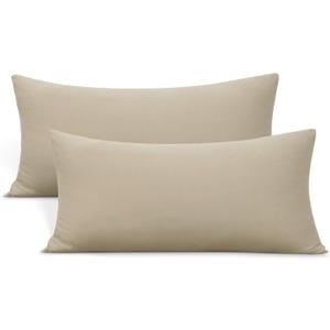 2-Pack Stretch Pillow Cases - Jersey Knit & Ultra Soft Envelope Closure Pillowcases T-Shirt Like Microfiber Blend - Suitable for 20x36/20x40 King Size Set of 2, Taupe