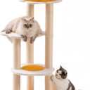 MEWOOFUN Cute Cat Tree, 45.3'' Cat Tower for Indoor Cats, Eggshell Cat Tree Tower with Sisal Scratching Posts, Removable Cozy Condo, Plush Egg Perches, Yellow