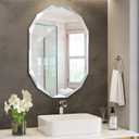 Silver Wall Mirror-Beveled Edge Frameless Mirror for Bathroom, Vanity, Bedroom, Rectangle Mirrors 24x36inch