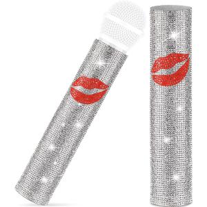Facmogu Mic Not Included Silver Rhinestones Microphone Cover, Universal Red Lips Glitter Decor Sleeve, Sparkly Bedazzled Rhinestone Mic Cover Cordless Handheld Shining on Tours & Show Facmogu Mic Not Included Silver Rhinestones Microphone Cover, Universal Red Lips Glitter Decor Sleeve, Sparkly Bedazzled Rhinestone Mic Cover Cordless Handheld Shining on Tours & Show