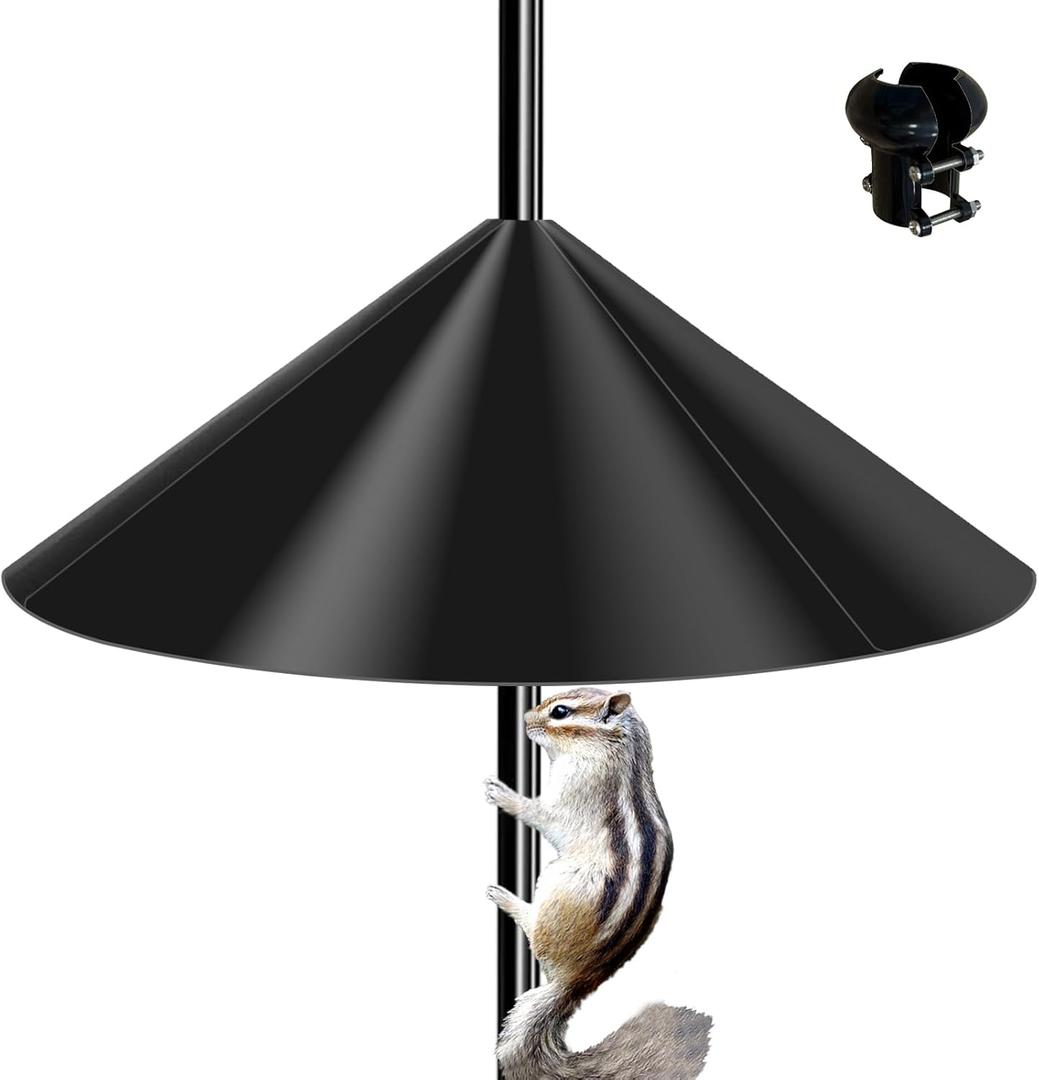 19 Inch Wide Black Squirrel Baffle - Ideal for Bird Feeder Poles, Outdoor Pole Mount Stoppers, and Shepherds Hooks Black