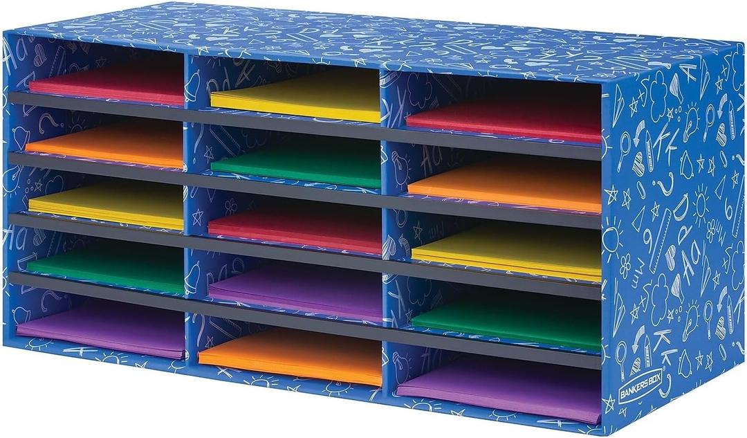 Bankers Box Classroom collection, 15-Compartment Literature Organizers, 28.5" x 12.375", Blue (3384301)