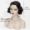 Wiggy Mermaid Black Finger Wave Wig 1920s Flapper Wigs with Headband Necklace Gloves Accessories for Roaring 20s 30s Costume Party