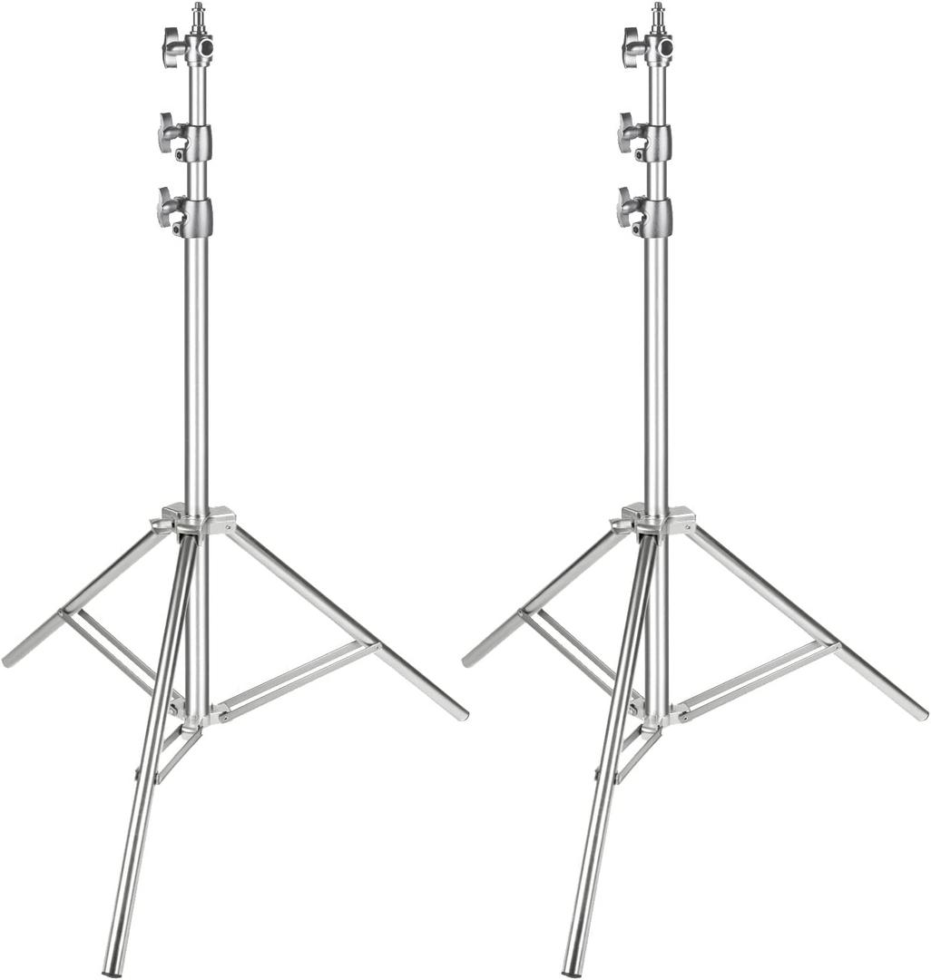 NEEWER 2PCS Light Stand Kit, 79"/200cm Stainless Steel Heavy Duty Tripod Stand with 1/4" to 3/8" Adapter for Studio Softbox, Monolight, Reflector