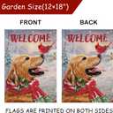 Selmad Welcome Winter Golden Retriever Dog Decorative Burlap Garden Flag, Puppy Cardinal Pet Home Yard Small Outdoor Decor, Christmas Snowy Outside Decoration Double Sided 12 x 18