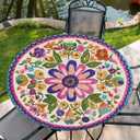 Round Tablecloth Waterproof Fitted Boho Colorful Tablecloths Decor for Home Kitchen Dining Party Patio Indoor and Outdoor, 60 Inch