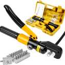 YUZES Hydraulic Crimping Tool 10 Tons, 12 AWG to 2/0 Battery Cable Crimper Tool with 9 Dies, Easy to Operate Hydraulic Wire Crimping Tool Kit for Wire Rope, Battery Cable Ends Ring Terminals