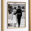 Yaetm 16x20 Gold Picture Frame with Decorative Inner Frame & Tempered Glass, Display 11x14 Photos with Mat on Wall - Portrait or Landscape - Ideal for Office & Home Dcor (Gold, Single)