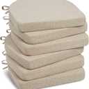 Shinnwa Kitchen Chair Cushions Set of 6, Non-Slip Dining Chair Cushions with Ties and Machine Washable Cover, 6 Pack, 17 x 16.5 x 2in, Light Linen