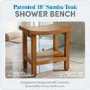 AquaTeak Patented 18" Sumba Teak Shower Bench - Shower Stool with Storage Shelf for Bathroom - Durable Water Resistant Shower Chair - Shaving Foot Rest - Indoor & Outdoor Use