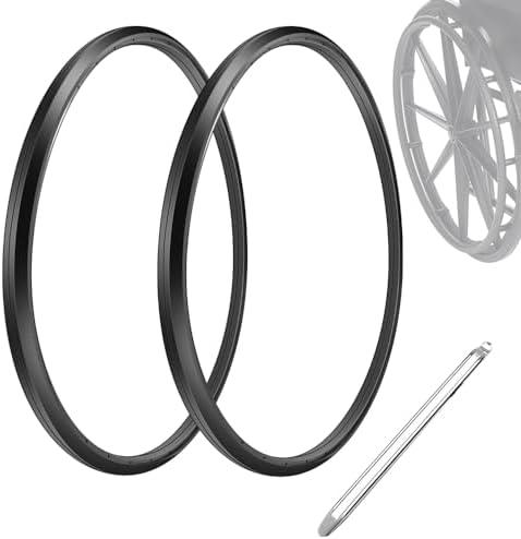Migeek Wheelchair Rear Wheel Replacement Tire, 24 "X 1" Universal Flat-Free Polyurethane Tire,Equipped With Installation Tools, Wheelchair Accessories For All Brands(1 Pair)