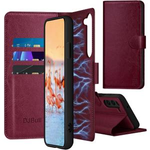 DJBull 2-in-1 Detachable for Samsung Galaxy S23 5G Wallet case with Credit Card HolderRFID Blocking,Flip Folio Book PU Leather Protective Cover Women Men for Samsung S23 Phone case Wine Red