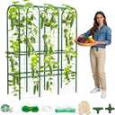 62" Tall Cucumber Trellis for Raised Bed, Garden Trellis for Climbing Plants Outdoor, U-Shape Metal Arch Vegetables Trellis Plant Support for Zucchini Squash Vines (50.8*17*62inch (L*W*H))