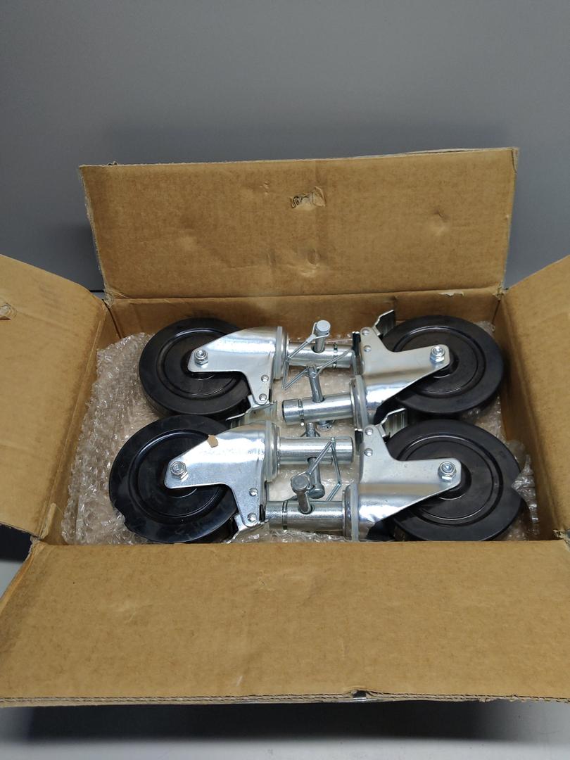 RDUIGT 5 Inch Scaffolding Wheels Set of 4 Scaffold Wheels with Locking Brakes Round Stem Rolling Scaffolding Caster 440LBS Capacity Per Wheel