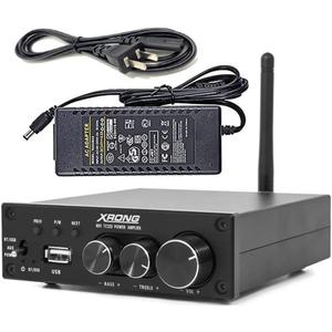 XRONG TC12D Bluetooth 5.2 Stereo Audio Receiver Amplifier 2.1 CH Mini Hi-Fi Class D TDA7498E Integrated Amp 320 Watts U-Disk Player for Home Passive Speakers Powered Subwoofer with Power Supply