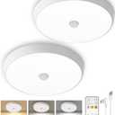 Motion Sensor Light Indoor, 2-Pack, 10000mAh, 7.1inch, 400LM, Remote Control, Dimmable, LED, Flush Mount, Wireless, Rechargeable, Battery Operated, Cordless, Ceiling Light, Closet Light, No Wiring (3 Color Modes: Warm / Neutral / Cool)