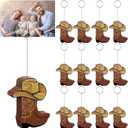 12 Pcs Cowboy Boots Table Number Holders Wooden Photo Balloon Place Card Holder Cute Cowboy Picture Number Sign Stands for Western Party Birthday Wedding Party Event(Brown)