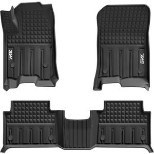 3W Floor Mats for Chevrolet Chevy Colorado/GMC Canyon Crew Cab 2023 2024 2025, All Weather TPE Custom Fit Floor Mats for Cars, 1st and 2nd Row Car Floor Mats, Black