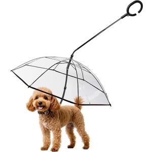 NAMSAN Clear Umbrella for Dogs Small, Doggy Umbrella Leash for Rain Walking, Small Dog Umbrella with Adjustable Leash, Self-Assembly