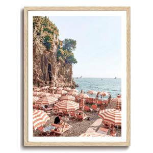 KISSFOX OAK Wood Framed Wall Art Coastal Wall Decor Beach Canvas Art Summer Pictures Landscape Paintings Travel Posters Aesthetic Artwork For Bedroom Office Living room 16x20 Wood