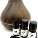 Romexa Smart WiFi Essential Oil Aromatherapy Diffuser & Humidifier with Alexa & Google Home App Control and 3 Pack of Oils - 400ml Dark Brown LED Timer Settings - Natural Home Fragrance