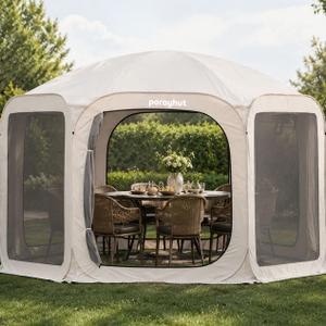 Porayhut Pop up Screen House Tent 12x12FT Sun Shelter with Breathable Mesh Doors,Portable Camping Tent Without Waterproof Floor,Screen Canopy Outdoor for Family Friends Party in Backyard,Park