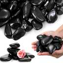 SOUJOY 15LBS Black River Rock, 1-2 Inch Pebbles for Plants, Natural Polished Decorative Stone for Landscaping Outdoor, Flower Bed Fish Tank Gravel Garden Home Decor