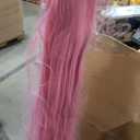 Pink Drink-078 150cm Extra‑Long DIY Cosplay Wig Straight with Uncut Bangs Heat Resistant Synthetic Hair for Anime Game Character – Cut & Style Any Look, Adjustable Cap (59 Inch)