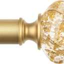 Curtain Rod Gold 32 to 58 Inch, HOTOZON Heavy Duty Curtain Rods for Windows, Decorative Single Drapery Rod with Exquisite Translucent Twisted Finials, Christmas Gifts