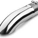 Vurkcy 4 inch Inlet Curved Exhaust Tip, 4" Outlet 15" Overall Length Stainless Steel Turn Down Exhaust Tail Pipe, Bolt-On, Sleek Angle Cut, Polished Tailpipe, Silvery
