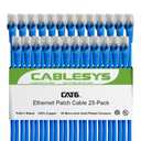 Cablesys Cat 6 Ethernet Patch Cord Snagless Boot, RJ45, Stranded, 550 MHz, UTP, Pure Bare Copper Wire, 24 AWG, LAN Network Patch Cable, Blue, 10 FT, 25-Pack