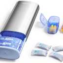Vaydeer AM/PM Metal Pill Organizer, Weekly Pill Box with Built-in Desiccant Compartment, Airtight Travel Pill Case for Medication, Vitamins & Supplements (Silver)