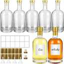TBWIND 16oz Clear Glass Bottles with Cork, 7 Pack Clear 500ml Liquor Bottles, Thick Heavy Base Airtight Bottles for Beverages, Liquor, Whiskey, Oil, Vinegar, Wedding Favors & Crafts