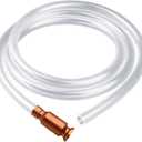 NTNEV 3/4" Car Safety Siphon Hose, Fit for Gasoline/Fuel/Water Transfer, Car Universal Transparent PVC Tube Manual Pump, Universal for Most Car Accessories (Copper Valve 6FT)