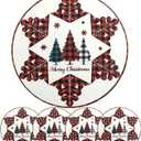 Christmas Placemats Set of 4 Round Snowflake Placemats Buffalo Plaid Tree Faux Leather Table Mats Red Soft Place Mats Machine Washable Wipeable Non-Slip for Kitchen Table Decor 14 Inch