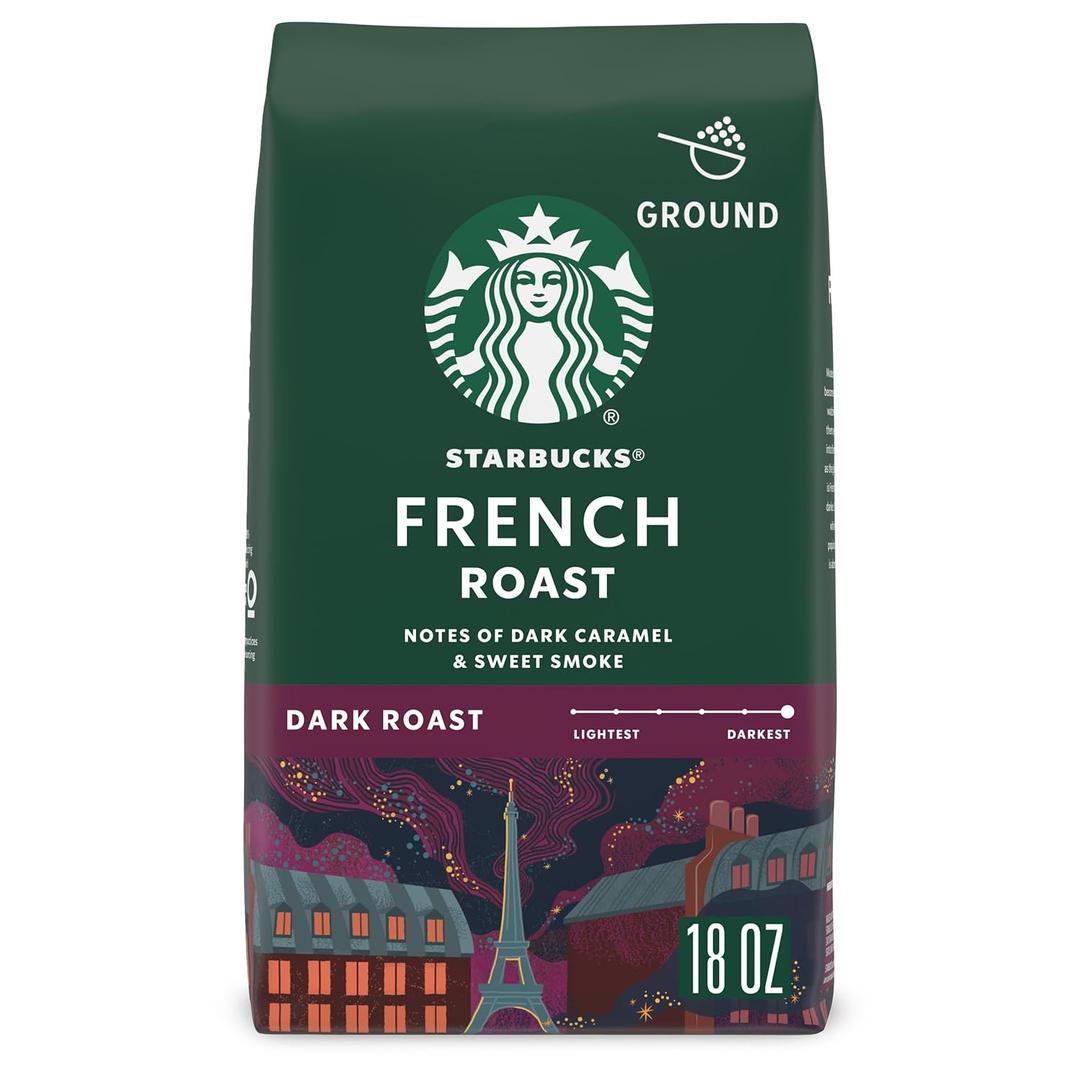 Starbucks Ground Coffee, Dark Roast Coffee, French Roast, 100% Arabica, 1 bag (18 oz) (EXP 02/01/26)