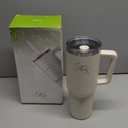 SIPX™ 40 oz Insulated Tumbler with Handle & Straw – Vacuum Insulated Stainless Steel, Leakproof, Cupholder Friendly – Perfect for Iced Coffee, Water & Travel – White