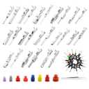 500pcs Connector Kit - Car Electrical Wire Terminal Pins (1/1.5/1.8/2.2/2.8/3.5mm) Non-Insulated Plug Removal Male/Female Crimp Pins (Color: As Shown)