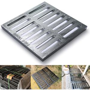 Cast Iron Drain Grate, Outdoor Drain Cover, B125 Class Ductile Iron Channel Drainage Grates, Heavy Duty Sewer Grate,Black Rectangle Drain Grate for Yard,Driveway,Concrete Floor.