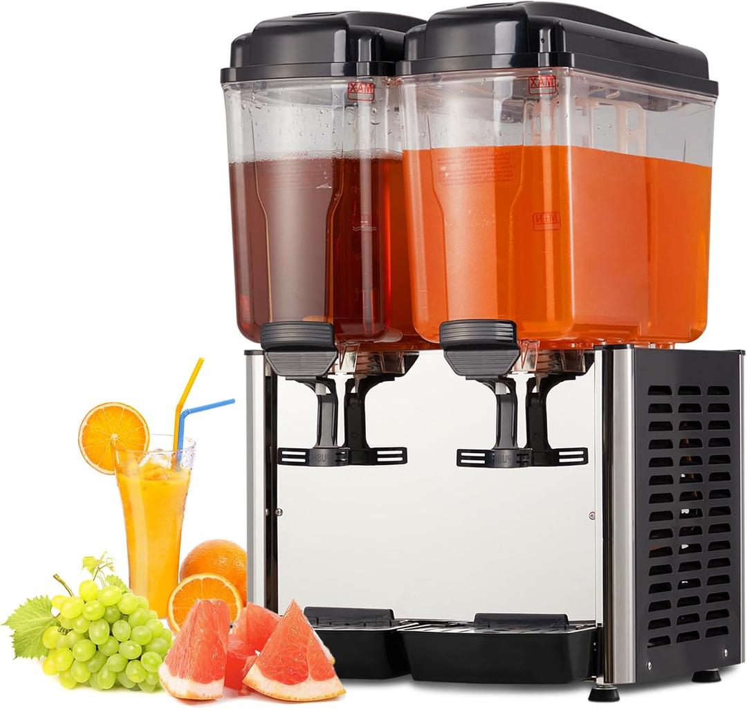 Commercial Beverage Dispenser 9.51Gallon/36L, 250W Stainless Steel Ice Tea & Drink Dispenser with 2 Tanks & Thermostat Control for Parties/Restaurants/Bars/Home/Cafes