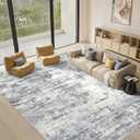 Area Rugs for Living Room: Abstract Washable Rug Modern Neutral Large Soft Stain Resistant Non-Slip Backing Machine Table for Bedroom Dining Room Indoor Home Office Carpet - 12x15 Blue Grey
