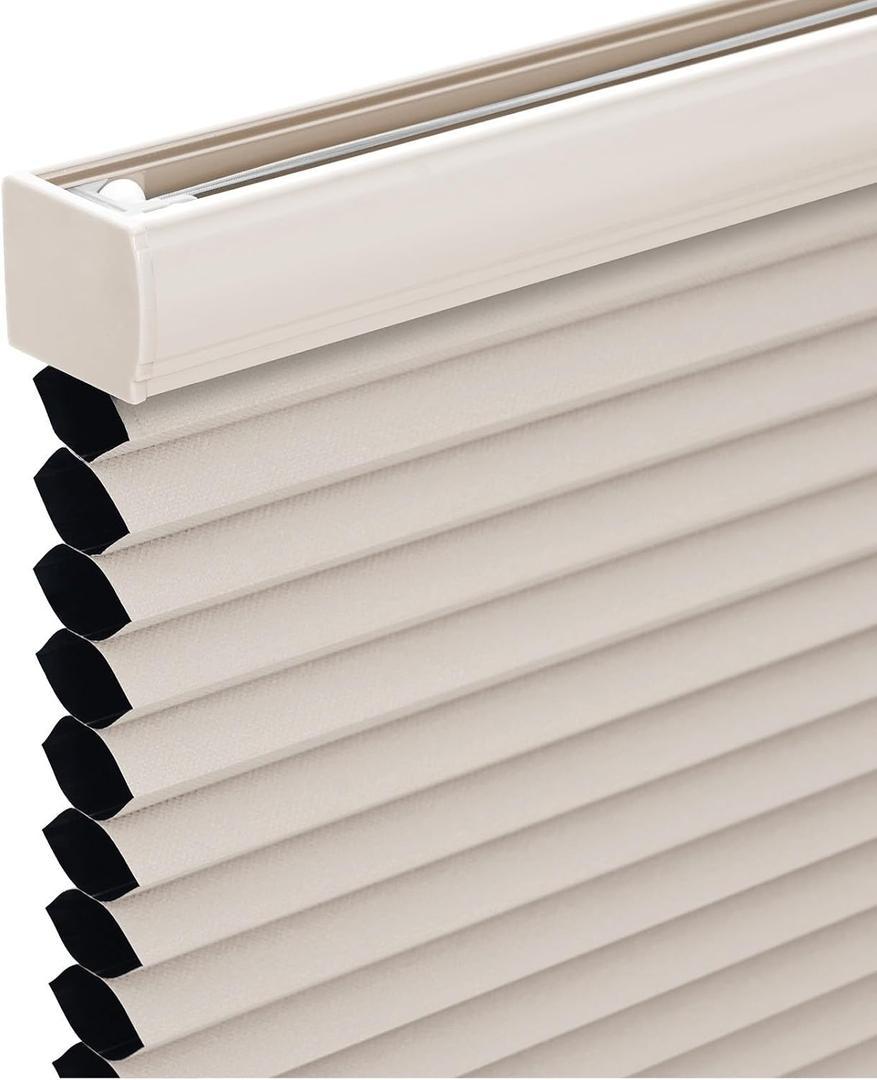 Cordless Cellular Shades,Blackout Honeycomb Shades for Windows,Pull Down Pleated Blinds,Easy to Install for Indoor Windows and French Doors,Beige Blackout-Color Coordinated,50" w x 72" h