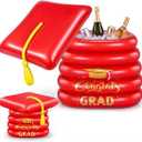 Yungyan Graduation Inflatable Cooler 2026 Inflatable Graduation Cap Ice Serving Buffet Bar PVC Drink Cooler 28 x 28 x 14 Inch Blow up Ice Bucket for Beverage Picnic Pool Grad Outdoor Party
