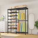 VIPEK S2 Heavy Duty Clothes Rack with Shoe Shelves Freestanding Clothing Rack with 6-Tier Shoe Rack, Double Hanging Rod, Adjustable Shelf, Walk in Closet Organizer Garment Rack, Black