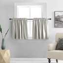 DONREN 30 Inch Length Small Window Curtains for Kitchen - 2 Panels Room Darkening Short Rod Pocket Valance Curtains for Bathroom(30 Inches Wide,Light Gray)