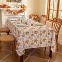 Romanstile Fall Rectangle Tablecloth 60 x 84 Inch,Thanksgiving Autumn Harvest Orange Maple Leaf Table Cloths, Stain Resistant Farmhouse Table Cover for Thanksgiving Holiday Dinner Party