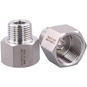 DERPIPE Forged Reducer Adapter Fitting - Stainless Steel 304 Reducing Pipe Connector, 3/4" NPT Female x 1/2" NPT Male (pack of 2)