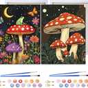 Reofrey Framed Paint by Numbers Kit for Adults & Beginner - 2Pcs 8x12Inch Canvas Mushrooms Paint by Numbers - Night Sky Educational & Creative Art Set for Beginners - Perfect for Home Wall Decoration