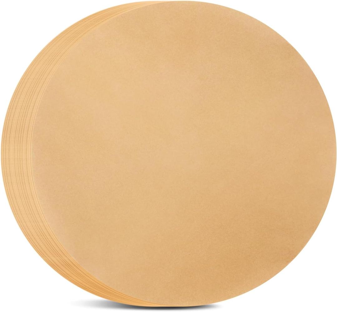 BYKITCHEN 14 Inch Parchment Paper Rounds, Non Stick Pizza Parchment Paper for Elite Gourmet Smokeless Indoor Electric BBQ Grill, Pizza Pan, Cast Iron Pizza Pan, Round Baking Sheet and More(Set of 100)